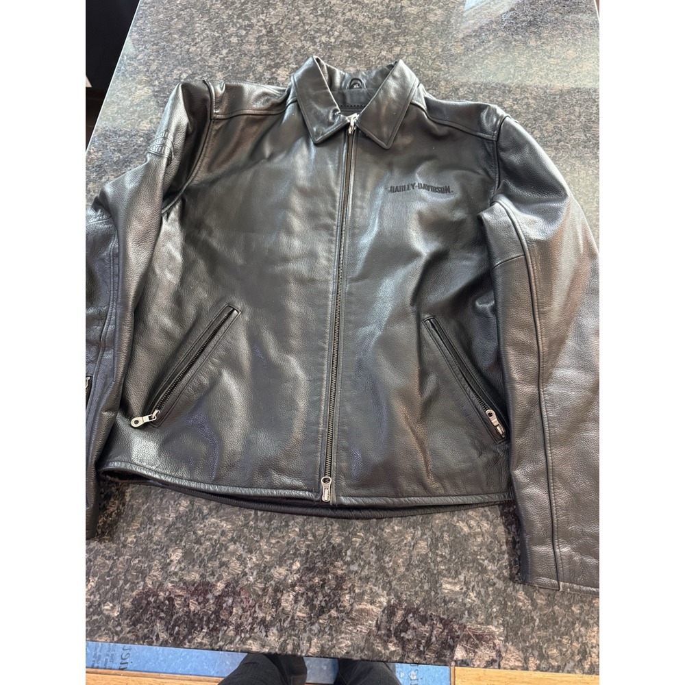 VINTAGE HARLEY‎ DAVIDSON LEATHER MOTORCYCLE JACKET Coat, Black Sz L